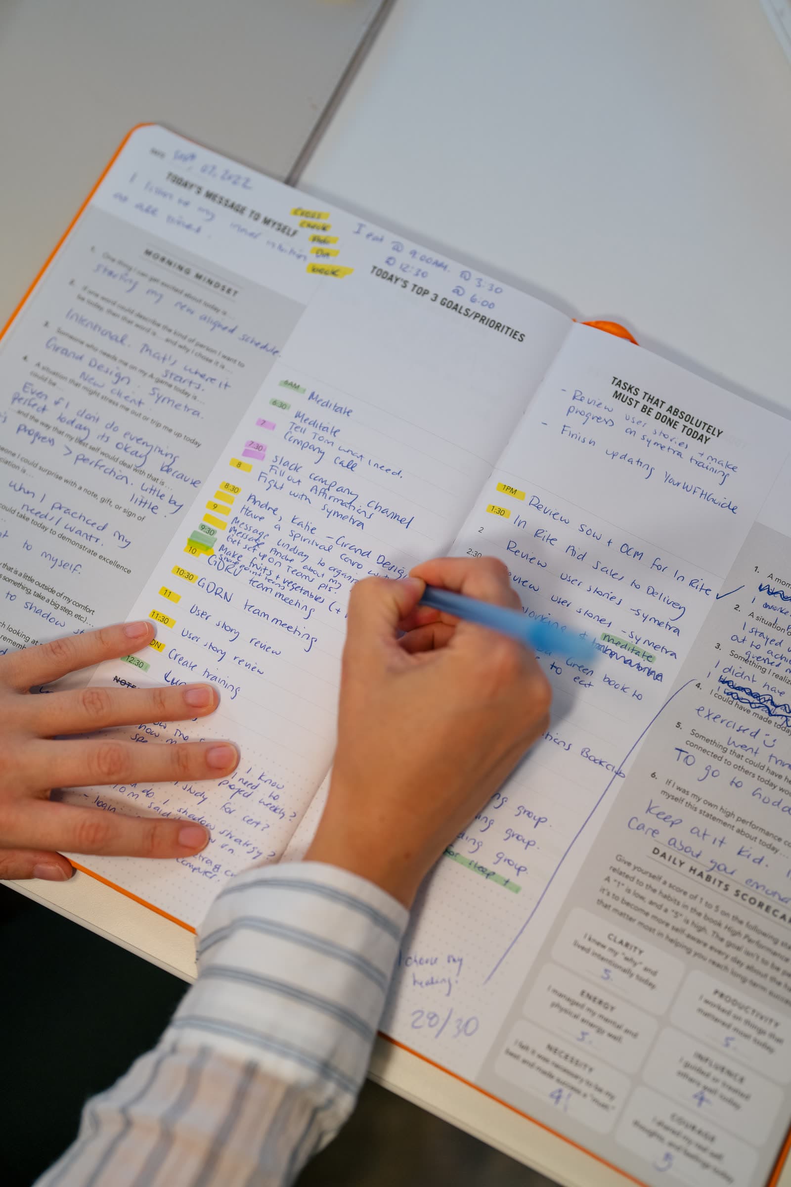 Writing the day out by hand
